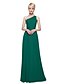 cheap Bridesmaid Dresses-Product Sample A-Line / Ball Gown One Shoulder Floor Length Chiffon / Lace Bridesmaid Dress with Sash / Ribbon / Pleats by LAN TING BRIDE® / See Through