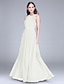 cheap Bridesmaid Dresses-Sheath / Column Jewel Neck Floor Length Chiffon Bridesmaid Dress with Lace by LAN TING BRIDE®