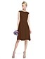 Χαμηλού Κόστους Φορέματα Παρανύμφων-Γραμμή Α Φόρεμα Παρανύμφων Με Κόσμημα Αμάνικο Κομψό Μέχρι το γόνατο Σιφόν / Δαντέλα με Πλισέ 2022