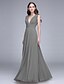 cheap Bridesmaid Dresses-Sheath / Column Bridesmaid Dress V Neck Sleeveless Elegant Floor Length Chiffon with Ruched / Draping 2022