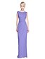 cheap Bridesmaid Dresses-Sheath / Column Bridesmaid Dress Jewel Neck Sleeveless Furcal Floor Length Lace / Jersey with Pleats / Split Front 2022