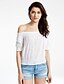 voordelige Damesblouses en -shirts-Dames Sexy Street chic Zomer Blouse, Uitgaan Effen Boothals Rayon Polyester