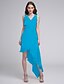 cheap Bridesmaid Dresses-A-Line Bridesmaid Dress V Neck Sleeveless Asymmetrical Chiffon with Pleats 2022