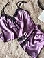 baratos Lingerie Sexy-Women&#039;s Sexy Satin &amp; Silk Suits Nightwear Patchwork Purple / Blushing Pink / Fuchsia M L XL