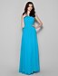 cheap Bridesmaid Dresses-Sheath / Column Scoop Neck Floor Length Chiffon Bridesmaid Dress with Draping by LAN TING BRIDE®