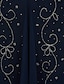 זול שמלות לאם הכלה-נשף גזרת A שמלה לאם הכלה  רצועות באורך הקרסול שיפון חצי שרוול כן עם קפלים חרוזים ריקמה 2024