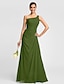 halpa Morsiusneitojen mekot-A-Line Bridesmaid Dress One Shoulder Sleeveless Floor Length Chiffon with Criss Cross