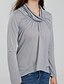 baratos T-Shirts de mulher-Mulheres Camiseta Moda de Rua Franzido, Sólido Cinzento / Primavera / Outono