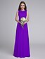 cheap Bridesmaid Dresses-Sheath / Column Bridesmaid Dress Jewel Neck Sleeveless Elegant Floor Length Chiffon / Lace Bodice with Lace 2022