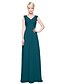 cheap Bridesmaid Dresses-A-Line Bridesmaid Dress V Neck Sleeveless Lace Up Floor Length Chiffon with Beading / Side Draping 2022