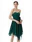 cheap Bridesmaid Dresses-A-Line / Princess Strapless Knee Length / Asymmetrical Chiffon Bridesmaid Dress with Draping / Ruched / Flower by LAN TING BRIDE®