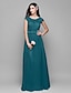 Χαμηλού Κόστους Φορέματα Παρανύμφων-Γραμμή Α Λαιμός σέσουλα Μακρύ Δαντέλα πάνω από τούλι Φόρεμα Παρανύμφων με Δαντέλα