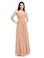 cheap Bridesmaid Dresses-A-Line Bridesmaid Dress Halter Neck Sleeveless Elegant Floor Length Chiffon with Criss Cross / Side Draping 2022