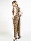 cheap Women&#039;s Jumpsuits &amp; Rompers-Cute Ann Women&#039;s Plus Size Daily / Holiday / Going out Vintage / Street chic V Neck Brown Jumpsuit Onesie, Leopard Knitting XXXL XXXXL XXXXXL High Rise Sleeveless
