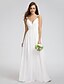 cheap The Wedding Store-A-Line Bridesmaid Dress V Neck / Spaghetti Strap Sleeveless Chic &amp; Modern Floor Length Chiffon with Criss Cross / Side Draping 2022