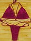 abordables Maillots de Bain Femme &amp; Bikinis-Femme Triangle Bikinis Maillot de bain Lacet Couleur Pleine Licou Maillots de Bain Maillots de bain Rouge
