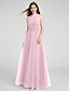 cheap Bridesmaid Dresses-A-Line V Neck Floor Length Tulle Bridesmaid Dress with Criss Cross by LAN TING BRIDE®