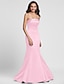 cheap Bridesmaid Dresses-Mermaid / Trumpet Bridesmaid Dress Strapless Sleeveless Lace Up Floor Length Satin with Side Draping 2023