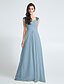 cheap Bridesmaid Dresses-Sheath / Column Queen Anne Floor Length Chiffon Bridesmaid Dress with Criss Cross by LAN TING BRIDE®