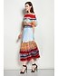 preiswerte Damenkleider-Damen Schaukelkleid Midikleid Rote Kurzarm Blumen Künsterlischer Stil Frühling Sommer Bateau Strassenmode Boho Puffärmel Lose Schulterfrei S M L XL