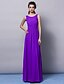 cheap Bridesmaid Dresses-Sheath / Column Jewel Neck Floor Length Chiffon Bridesmaid Dress with Sash / Ribbon / Ruched / Draping / Open Back