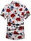 baratos Camisas para Homem-Homens Tamanhos Grandes Floral Camisa Social Diário Para Noite Colarinho Clássico Azul / Vermelho / Verão / Manga Curta