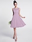 cheap Bridesmaid Dresses-A-Line Bridesmaid Dress Scoop Neck Sleeveless Knee Length Chiffon with Ruched / Draping 2022