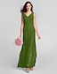 cheap Bridesmaid Dresses-Sheath / Column V Neck Floor Length Chiffon Bridesmaid Dress with Criss Cross