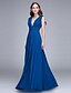 cheap Bridesmaid Dresses-Sheath / Column Bridesmaid Dress V Neck Sleeveless Elegant Floor Length Chiffon with Ruched / Draping 2022