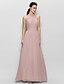 cheap Bridesmaid Dresses-Sheath / Column Jewel Neck Floor Length Chiffon Bridesmaid Dress with Draping