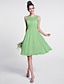 cheap Bridesmaid Dresses-A-Line Bridesmaid Dress Scoop Neck Sleeveless Knee Length Chiffon with Ruched / Draping 2022