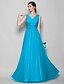 cheap The Wedding Store-A-Line / Sheath / Column Bridesmaid Dress V Neck Sleeveless Open Back Floor Length Georgette with Criss Cross 2023