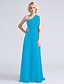 cheap Bridesmaid Dresses-Sheath / Column One Shoulder Floor Length Chiffon Bridesmaid Dress with Ruched / Side Draping
