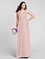 cheap Bridesmaid Dresses-Sheath / Column V Neck Floor Length Chiffon Bridesmaid Dress with Sash / Ribbon / Ruched