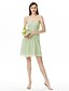 cheap Bridesmaid Dresses-Sheath / Column Strapless / Sweetheart Neckline Knee Length Chiffon Bridesmaid Dress with Criss Cross / Ruched / Flower by LAN TING BRIDE®