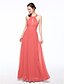 cheap Bridesmaid Dresses-A-Line Jewel Neck Floor Length Chiffon Bridesmaid Dress with Pleats