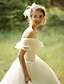 preiswerte Hochzeitskleider-Ballkleid Hochzeitskleider Schulterfrei Boden-Länge Tüll Kurze Ärmel Glanz &amp; Glamour mit Perlenstickerei Paillette Applikationen 2020