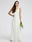 cheap Bridesmaid Dresses-Sheath / Column V Neck Floor Length Chiffon / Lace Bodice Bridesmaid Dress with Lace / Sash / Ribbon by LAN TING BRIDE®