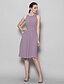 cheap Bridesmaid Dresses-A-Line Scoop Neck Knee Length Georgette Bridesmaid Dress with Ruched / Draping