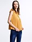 voordelige Damesblouses en -shirts-Dames Street chic Cut Out Blouse Effen Bloembladmouw Geel / Zomer / Ruche