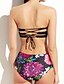 cheap Women&#039;s Swimwear &amp; Bikinis-Women&#039;s Floral Bikini Swimsuit Bandeau Swimwear Bathing Suits Black