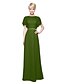 cheap Bridesmaid Dresses-Sheath / Column Jewel Neck Floor Length Chiffon / Sheer Lace Bridesmaid Dress with Lace / Sash / Ribbon / Pleats