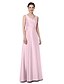 cheap Bridesmaid Dresses-A-Line V Neck Floor Length Satin Bridesmaid Dress with Pleats by LAN TING BRIDE®