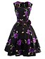 cheap Vintage Dresses-Women&#039;s Floral Daily Vintage A Line Dress - Floral Bow Square Neck Summer Cotton Blue Red Purple L XL XXL