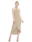 cheap Bridesmaid Dresses-Sheath / Column Halter Asymmetrical Chiffon Bridesmaid Dress with Split Front Pleats by LAN TING BRIDE®