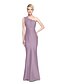 cheap Bridesmaid Dresses-Mermaid / Trumpet One Shoulder Floor Length Lace / Satin Bridesmaid Dress with Lace by LAN TING BRIDE®