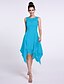 cheap Bridesmaid Dresses-A-Line Scoop Neck Knee Length Chiffon Bridesmaid Dress with Criss Cross