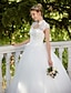 cheap Wedding Dresses-Ball Gown High Neck Floor Length Lace / Tulle Cap Sleeve Country / Vintage Illusion Detail / Backless Made-To-Measure Wedding Dresses with Beading / Appliques