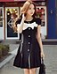 cheap Women&#039;s Dresses-Women&#039;s Bow Daily / Holiday / Going out Street chic / Sophisticated A Line / Sheath / T Shirt Dress - Color Block Bow / Ruched / Pleated Summer Black M L XL