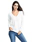 preiswerte Damen Pullover-Damen Alltag Solide Langarm Standard Pullover Pullover Jumper, V-Ausschnitt Herbst / Winter Weiß / Purpur / Rosa S / M / L